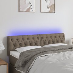 Galvūgalis su LED, Audinys, 144x7x78/88cm, taupe spalva kaina ir informacija | Lovos | pigu.lt