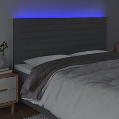 Galvūgalis su LED vidaXL, Audinys, 200x5x118/128cm, tamsiai pilka kaina ir informacija | Lovos | pigu.lt