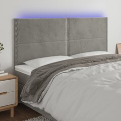 Galvūgalis su led, šviesiai pilkas, 180x5x118/128cm kaina ir informacija | Lovos | pigu.lt