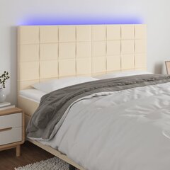 Galvūgalis su LED, Audinys, 160x5x118/128 cm, kreminė spalva kaina ir informacija | Lovos | pigu.lt