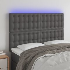 Galvūgalis su led, pilkas, 144x5x118/128cm, dirbtinė oda цена и информация | Кровати | pigu.lt