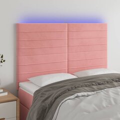 Galvūgalis su led, rožinės spalvos, 144x5x118/128cm, aksomas цена и информация | Кровати | pigu.lt