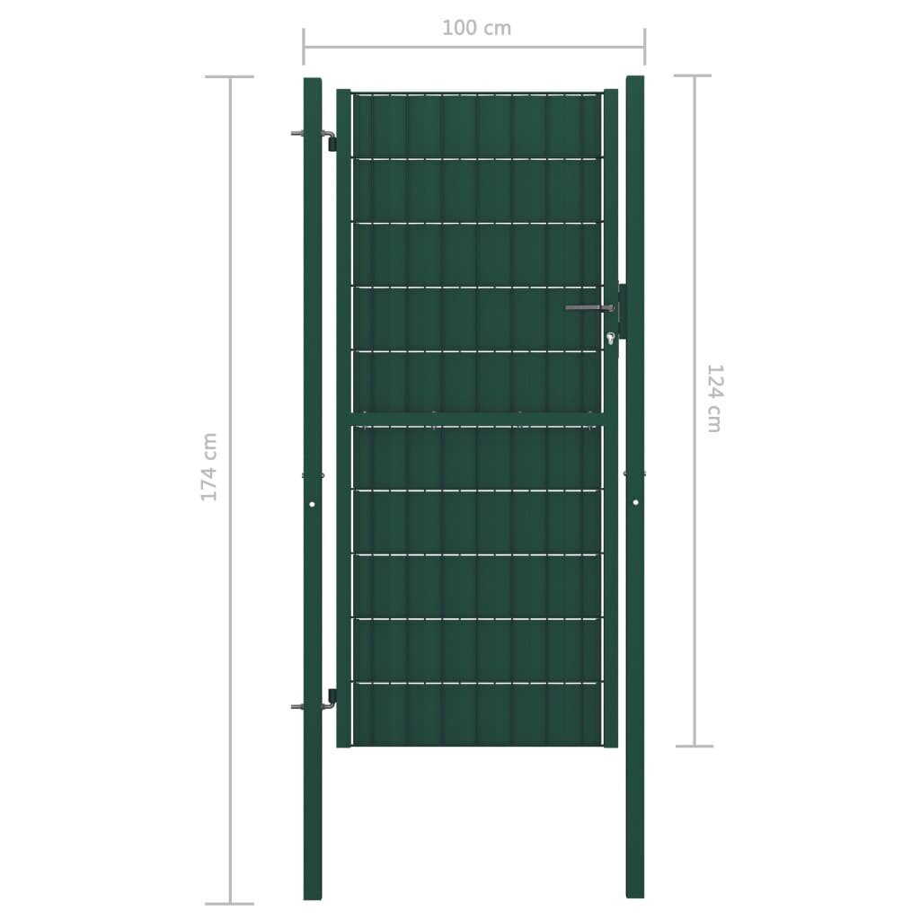 Vartai, žalios spalvos, PVC ir plienas, 100x124cm цена и информация | Tvoros ir jų priedai | pigu.lt