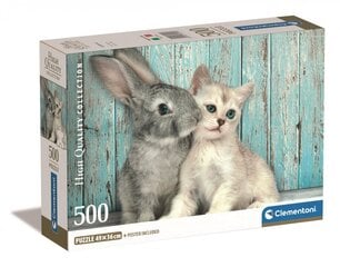 Dėlionė katė ir zuikis Clementoni, 500 d. kaina ir informacija | Dėlionės (puzzle) | pigu.lt