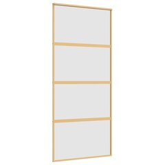 Stumdomos durys auksinės 90x205cm stiklas ir aliuminis 155182 kaina ir informacija | Vidaus durys | pigu.lt