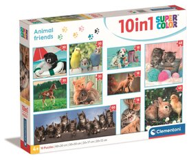 Dėlionė Gyvūnų draugai SuperKolor Clementoni 10in1, 330 d. kaina ir informacija | Dėlionės (puzzle) | pigu.lt