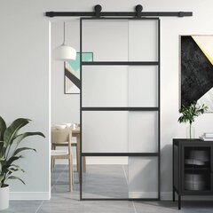Stumdomos durys juodos 90x205cm grūdintas stiklas/aliuminis 155220 цена и информация | Межкомнатные двери | pigu.lt