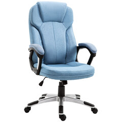"Vinsetto" biuro kėdė, kompiuterio kėdė, sukamoji kėdė, reguliuojamo aukščio kėdė, supimo funkcija, šviesiai mėlyna lininė 66x75x110-120cm цена и информация | Офисные кресла | pigu.lt