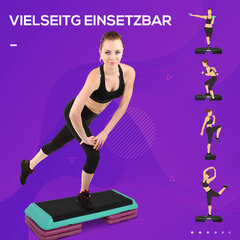 HOMCOM Stepping Board Aerobic Fitness Exercise Bike Stepper регулируемая высота 10cm/15cm/20cm PVC PP Black+Green+Violet 110 x 40 x 20 cm цена и информация | Степ-платформы | pigu.lt