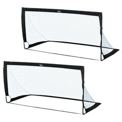 HOMCOM futbolo vartai 2 sulankstomų mini vartų rinkinys, pagaminti iš plieno ir tetrolono, juodos spalvos, 186x90x89 cm kaina ir informacija | Futbolo apranga ir kitos prekės | pigu.lt