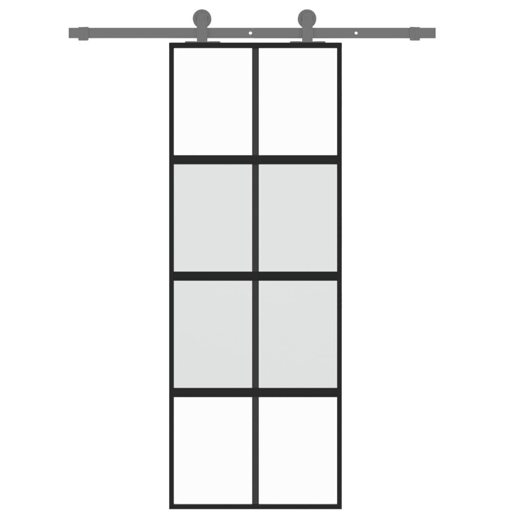 Stumdomos durys juodos 76x205cm grūdintas stiklas/aliuminis 155222 kaina ir informacija | Vidaus durys | pigu.lt