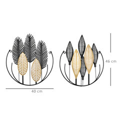 HOMCOM 3D sieninė tapetinė sieninė dekoracija metalinis 2 lapų rinkinys, modernus, svetainės menas, juoda + gamta, 40x46cm цена и информация | Зеркала | pigu.lt