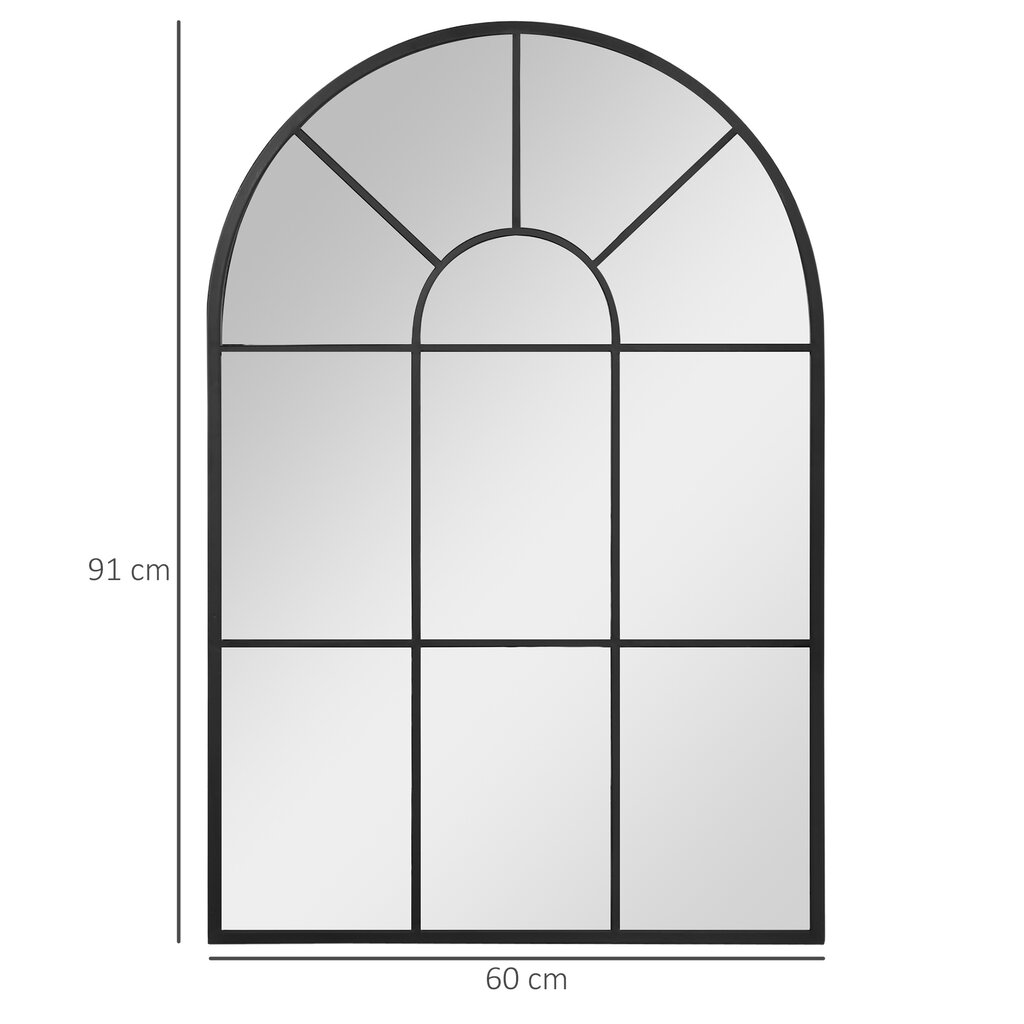 Sieninis veidrodis su lanku 91x60cm - juodas kaina ir informacija | Veidrodžiai | pigu.lt