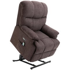 "HOMCOM" fotelis su stovimu masažiniu krėslu, gulimuoju krėslu su USB prievadu, nuotolinio valdymo pultu, šonine kišene, aksominės išvaizdos, tamsiai rudos spalvos kaina ir informacija | Svetainės foteliai | pigu.lt
