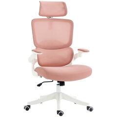 "Vinsetto" biuro kėdė, supamoji funkcija, darbo kėdė, reguliuojamo aukščio kompiuterio kėdė iki 120 kg, tinklelis, rožinė, 62x58x120-133 cm цена и информация | Офисные кресла | pigu.lt
