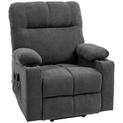 Fotelis reglaineris su pagalbine atsistojimo funkcija, elektrinis atlošiamasis fotelis su masažo funkcija - tamsiai pilkos spalvos kaina ir informacija | Svetainės foteliai | pigu.lt