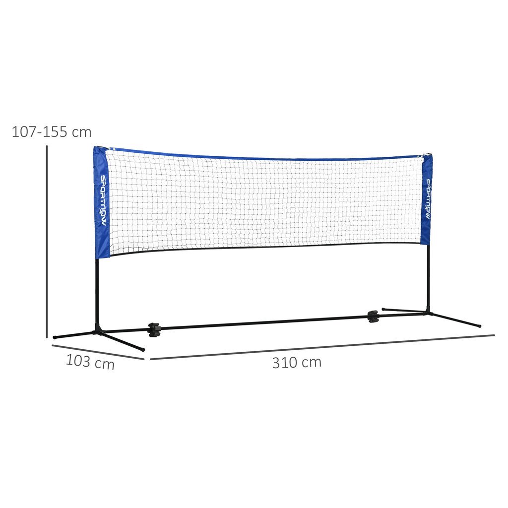 Sulankstomas teniso tinklas, reguliuojamo aukščio 103/120/155H cm цена и информация | Futbolo apranga ir kitos prekės | pigu.lt