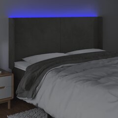 Galvūgalis su led, tamsiai pilkas, 183x16x118/128cm kaina ir informacija | Lovos | pigu.lt