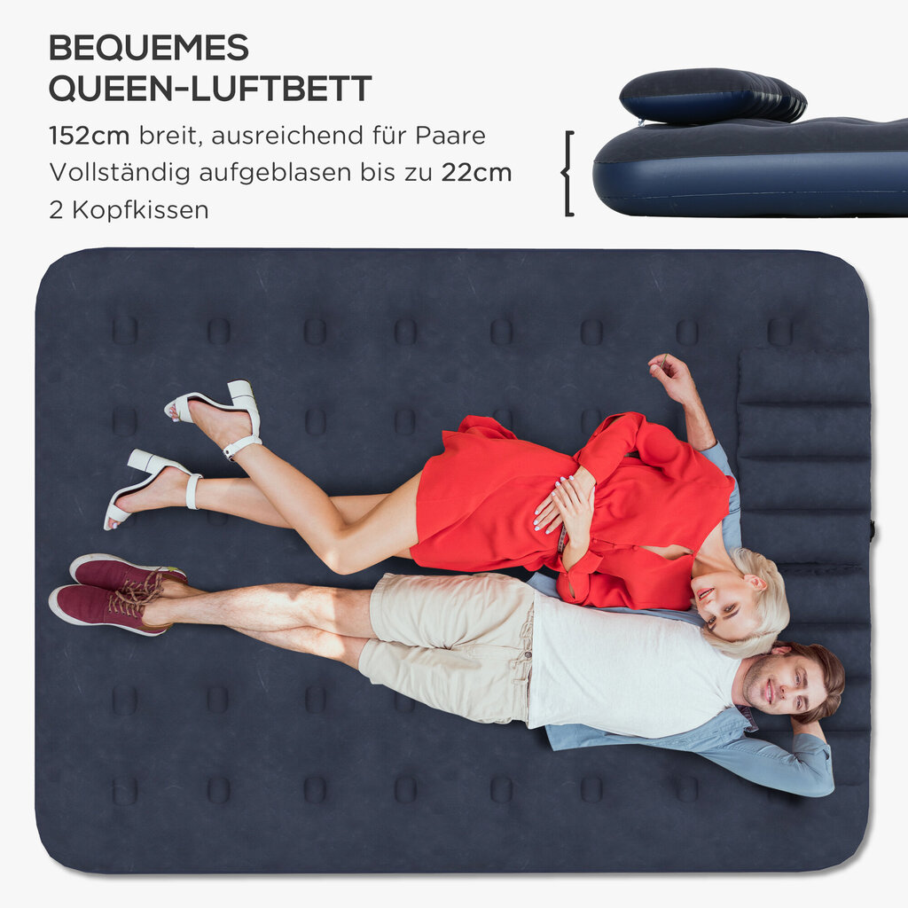 Pripučiamas čiužinys Outsunny Airbed, 203x152x22 cm, mėlynas цена и информация | Turistiniai čiužiniai ir kilimėliai | pigu.lt