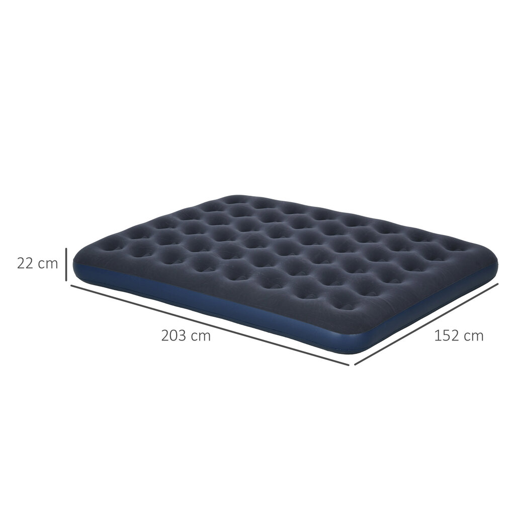 Pripučiamas čiužinys Outsunny Airbed, 203x152x22 cm, mėlynas цена и информация | Turistiniai čiužiniai ir kilimėliai | pigu.lt