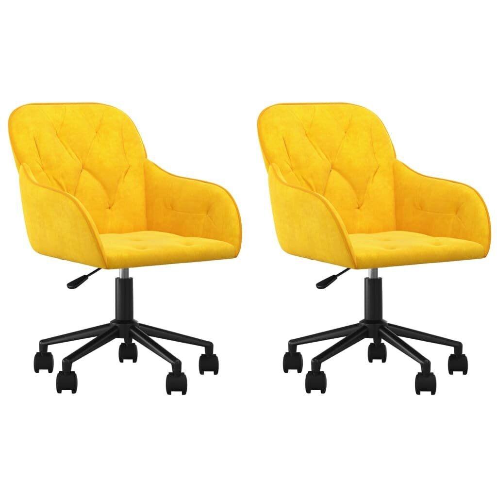 Pasukamos valgomojo kėdės vidaXL, Aksomas, 2vnt., geltona kaina ir informacija | Virtuvės ir valgomojo kėdės | pigu.lt