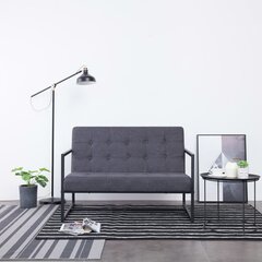 Dvivietė sofa su porankiais, tams. pilk. sp., plienas ir aud. цена и информация | Диваны | pigu.lt