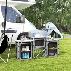 Sulankstoma virtuvė Outsunny Camping, pilka kaina ir informacija | Turistiniai baldai | pigu.lt