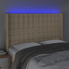 Galvūgalis su LED, Audinys, 147x16x118/128 cm, kreminė spalva kaina ir informacija | Lovos | pigu.lt