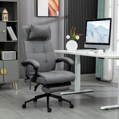 "Vinsetto" biuro kėdė su masažo funkcija, ergonomiška darbo kėdė su atlošimo funkcija, juosmens šildymu, reguliuojamo aukščio kompiuterio kėdė su galvos atrama, kojų atrama, pilka kaina ir informacija | Biuro kėdės | pigu.lt