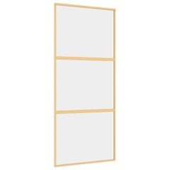 Stumdomos durys auksinės 90x205cm stiklas ir aliuminis 155149 kaina ir informacija | Vidaus durys | pigu.lt