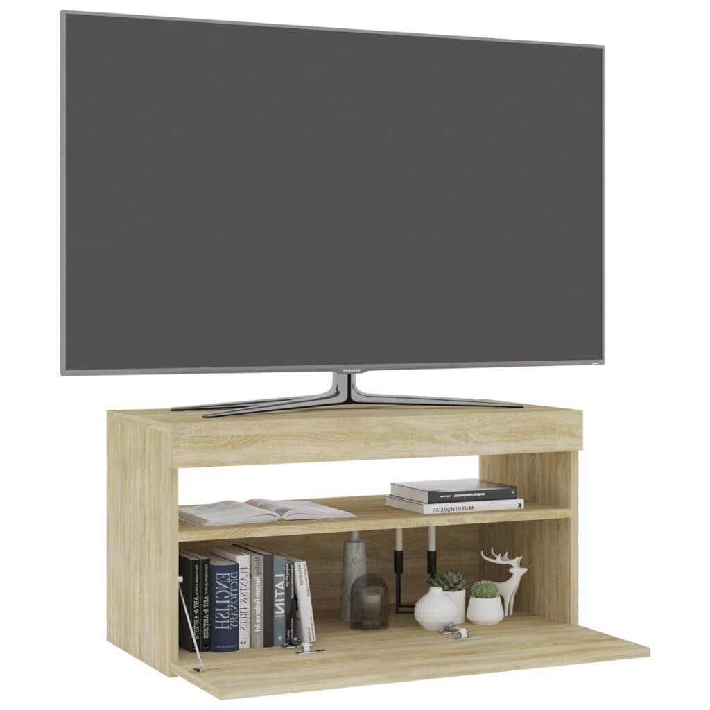 vidaXL Televizoriaus spintelė su LED apšvietimu, ąžuolo, 75x35x40cm kaina ir informacija | TV staliukai | pigu.lt