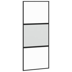 Stumdomos durys juodos 90x205cm grūdintas stiklas/aliuminis 155202 kaina ir informacija | Vidaus durys | pigu.lt