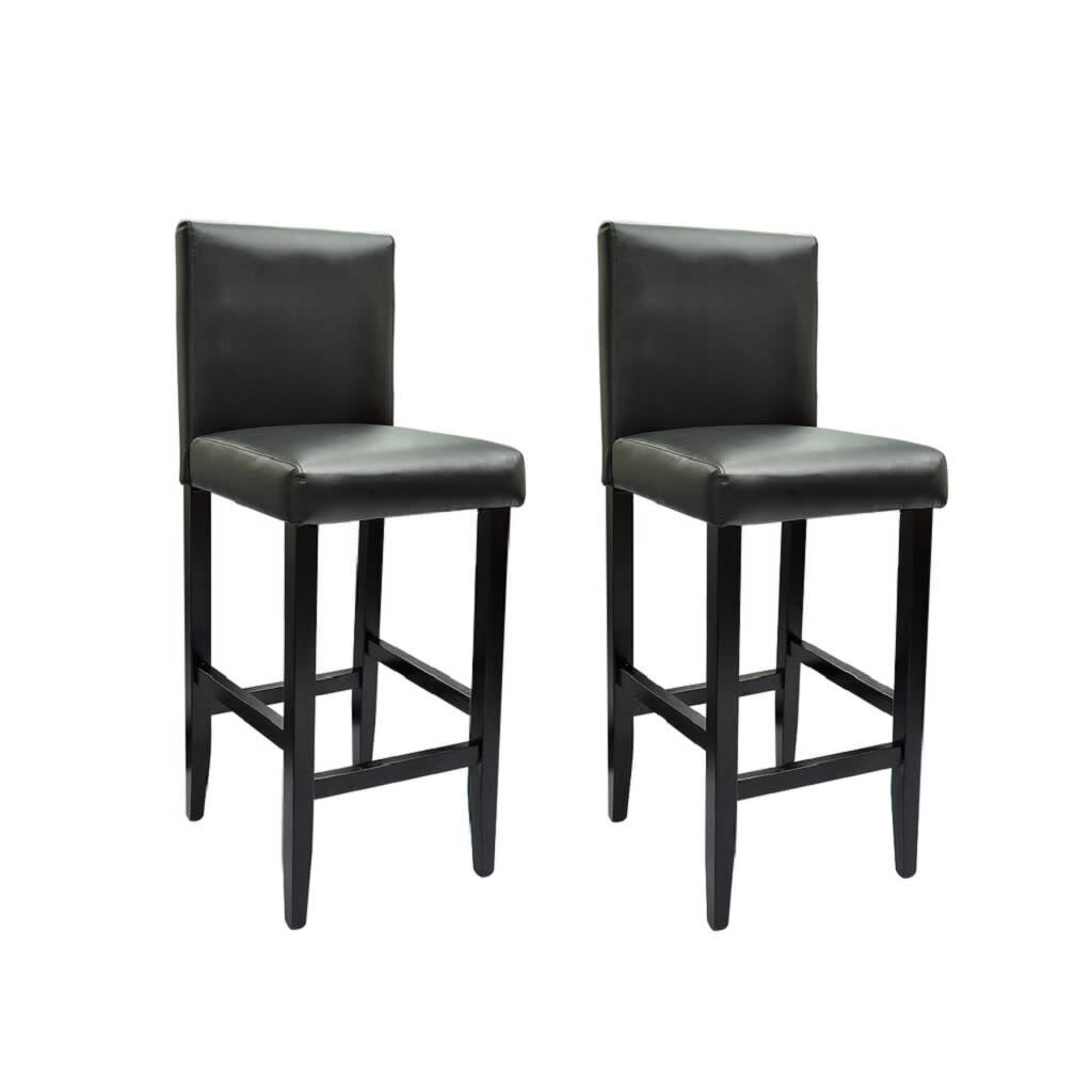 Modernios juodos dirbtinės odos baro kėdės, 2 vnt. цена и информация | Virtuvės ir valgomojo kėdės | pigu.lt