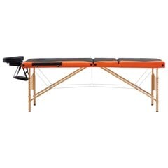 Masažinis stalas, mediena, 3 zonų, juodas ir oranžinis kaina ir informacija | Masažo reikmenys | pigu.lt