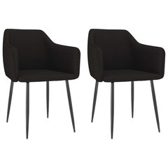 Valgomojo kėdės, 2vnt., juodos spalvos, audinys цена и информация | Стулья для кухни и столовой | pigu.lt