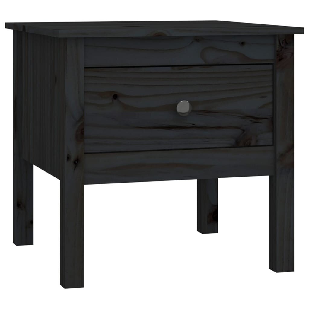 Šoniniai staliukai, Pušies medienos masyvas, 2vnt., 50x50x49cm, juoda kaina ir informacija | Kavos staliukai | pigu.lt