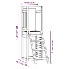 Žaidimų bokštas su kopėčiomis ir sienele vidaXL, 53x46,5x169 cm kaina ir informacija | Vaikų žaidimų nameliai | pigu.lt