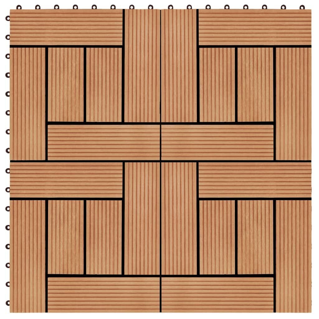 Grindų plytelės, 22 vnt., tikmedžio sp., 30x30 cm, 2m², WPC kaina ir informacija | Terasos grindys | pigu.lt