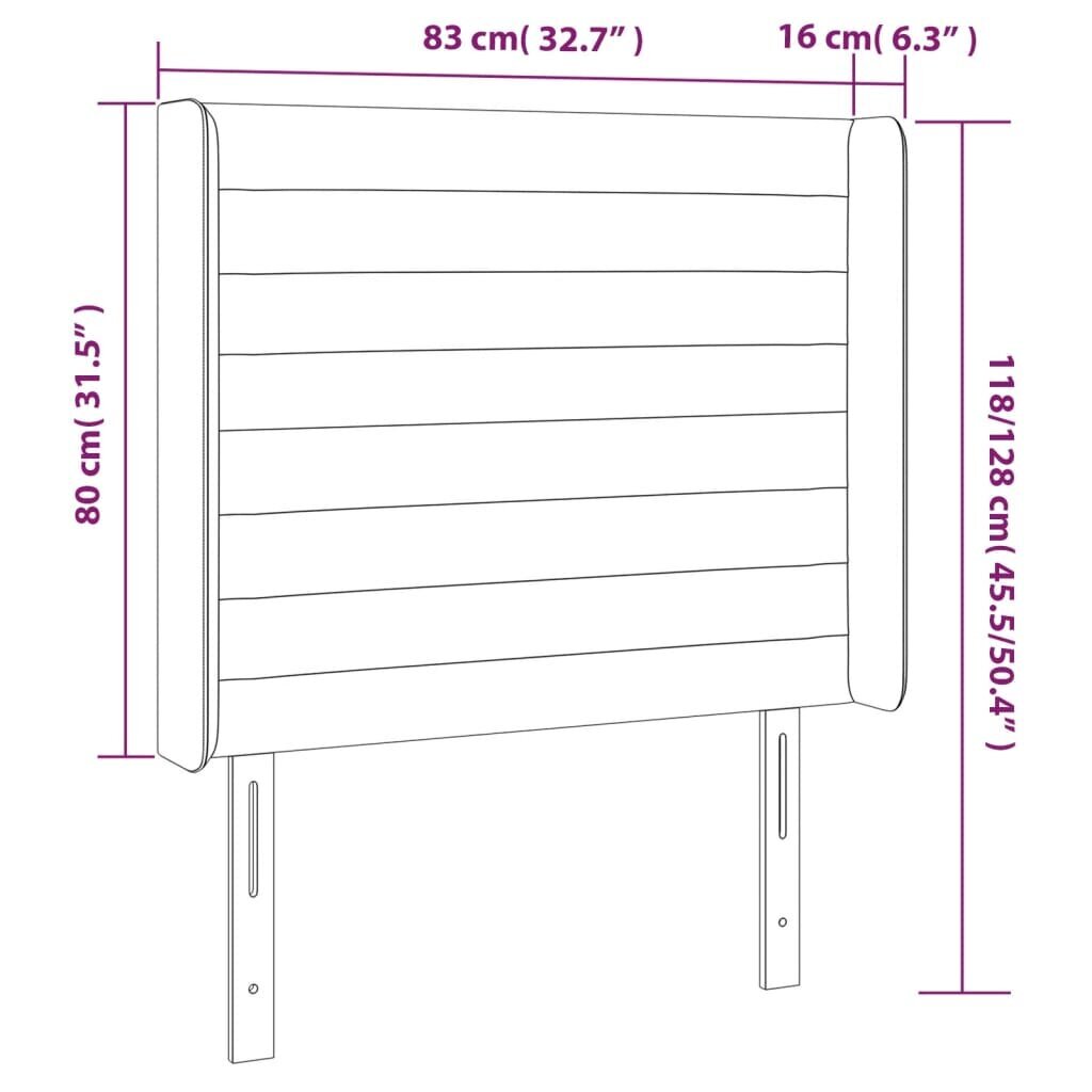 vidaXL Galvūgalis su LED, tamsiai mėlynas, 83x16x118/128cm, aksomas kaina ir informacija | Lovos | pigu.lt