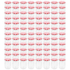 Stiklainiai su baltu arba raudonu dangteliu, 96 vnt, 230 ml цена и информация | Посуда и принадлежности для консервирования | pigu.lt
