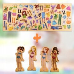 Medinė magnetinė kūrybinė dėlionė Aprenk mergaitę цена и информация | Развивающие игрушки | pigu.lt