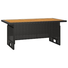 vidaXL Sodo stalas, juodas, 100x50x43/63cm, akacija ir poliratanas цена и информация | Садовые столы, столики | pigu.lt