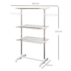 HomCom skalbinių džiovyklė, 142 x 55 x 152 cm kaina ir informacija | Skalbinių džiovyklos ir aksesuarai | pigu.lt