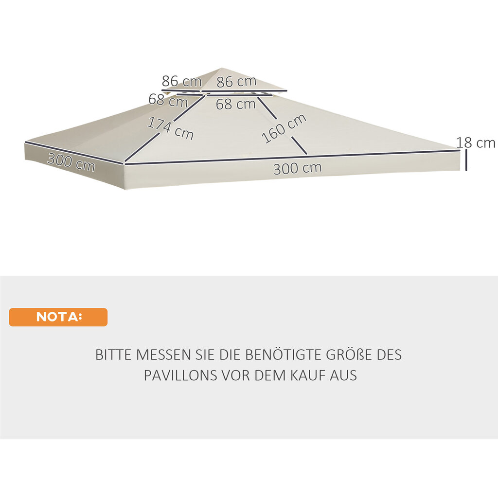 Pakaitinis pavėsinės uždangalas, 3x3 m, smėlio spalvos цена и информация | Pavėsinės | pigu.lt