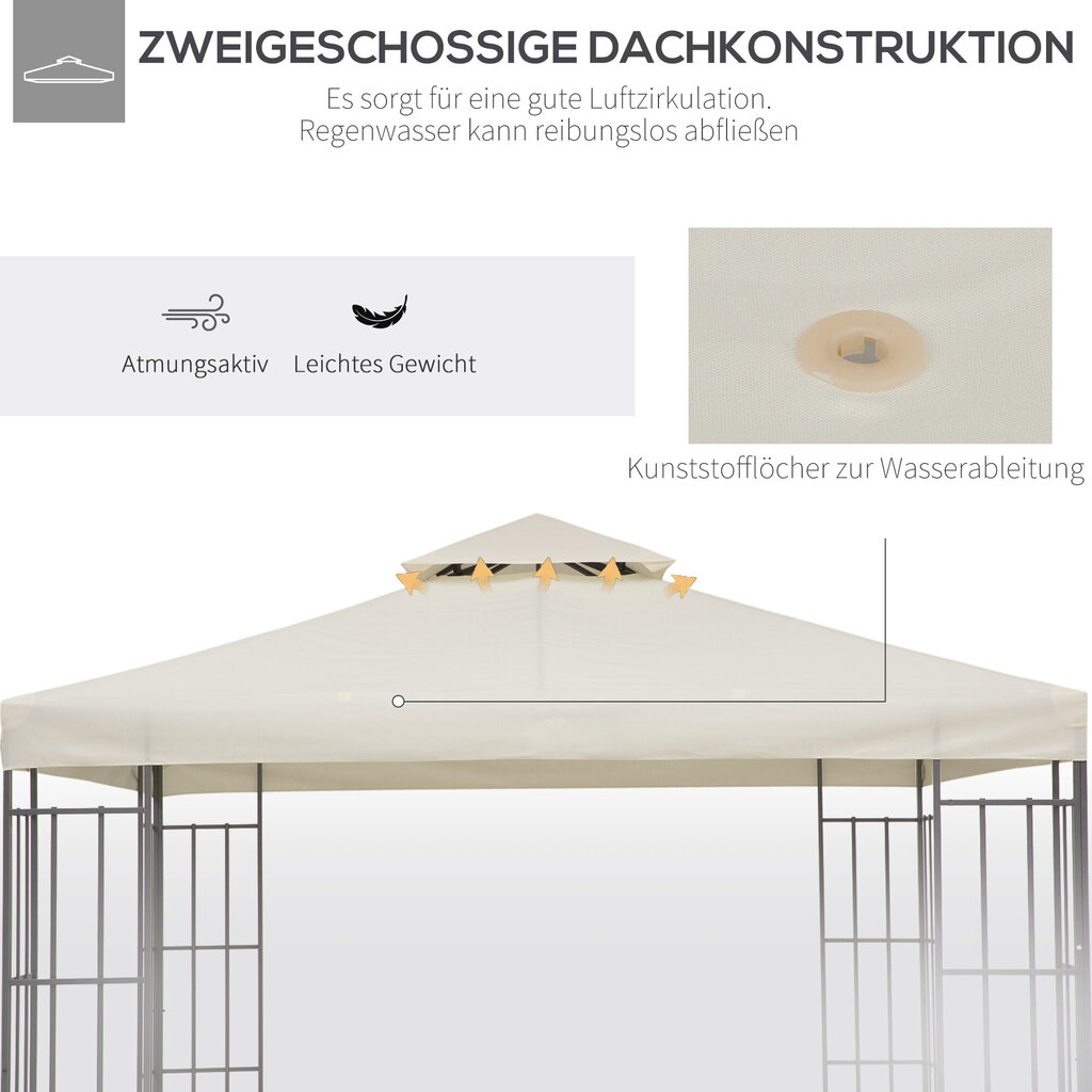 Pakaitinis pavėsinės uždangalas, 3x3 m, smėlio spalvos цена и информация | Pavėsinės | pigu.lt