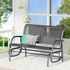 Outsunny Rocking Chair 2-Seater Garden Bench Garden Swing Bench Park Bench Metal Garden Furniture Black 120 x 70 x 88 см цена и информация | Садовые скамейки | pigu.lt