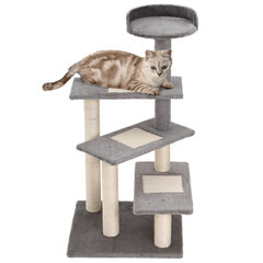 PawHut Climbing Tree Cat Tree Play Tree Cat Scratching Tree Stairs 5 Layers Beige Grey 48,5 x 48,5 x 100 cm (LxWxH) цена и информация | Когтеточки | pigu.lt