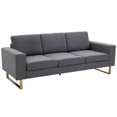 HOMCOM minkšta 3-vietė sofa - tamsiai pilka 200 x 82 x 78 cm kaina ir informacija | Sofos | pigu.lt