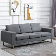 HOMCOM minkšta 3-vietė sofa - tamsiai pilka 200 x 82 x 78 cm kaina ir informacija | Sofos | pigu.lt