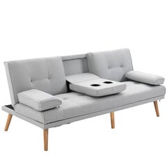 HOMCOM Sofa lova Patogi sofa lova, 3 sėdimos vietos, sofa lova, patalynė, šviesiai pilka, 181x77x72cm kaina ir informacija | Sofos | pigu.lt